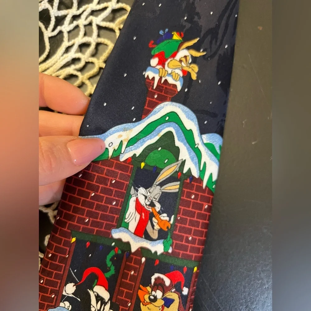 Looney Tunes Mania Vintage 90s Christmas Bugs Bunny Daffy Duck Neck Tie See Dets